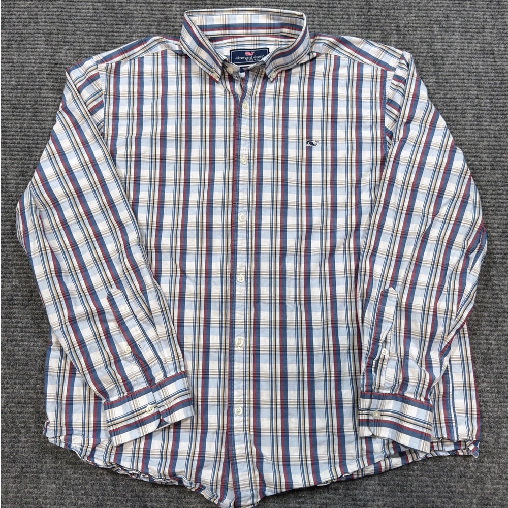 Vineyard Vines - XL,  Blue Red Plaid Button Down Shirt, Cotton (A1/023)
